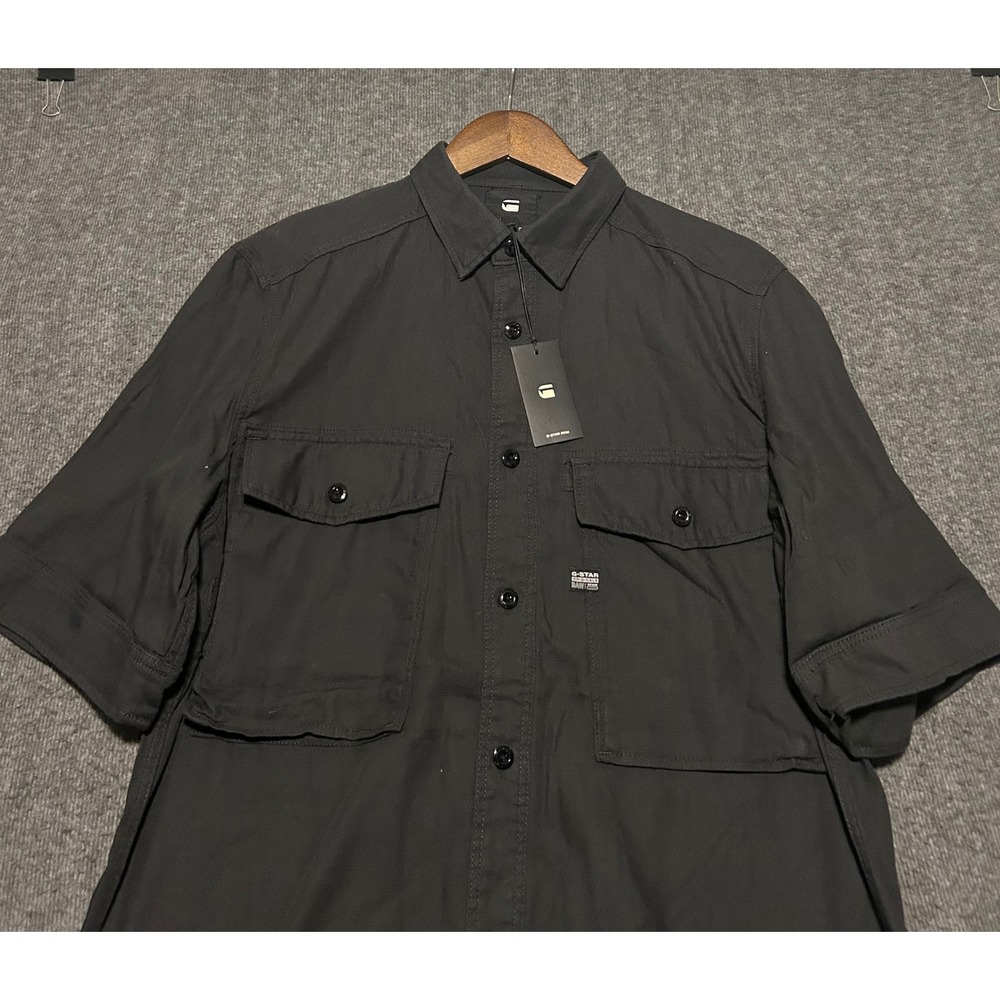 G star raw Type c straight long shirt short sleeve raven diamond denim Large